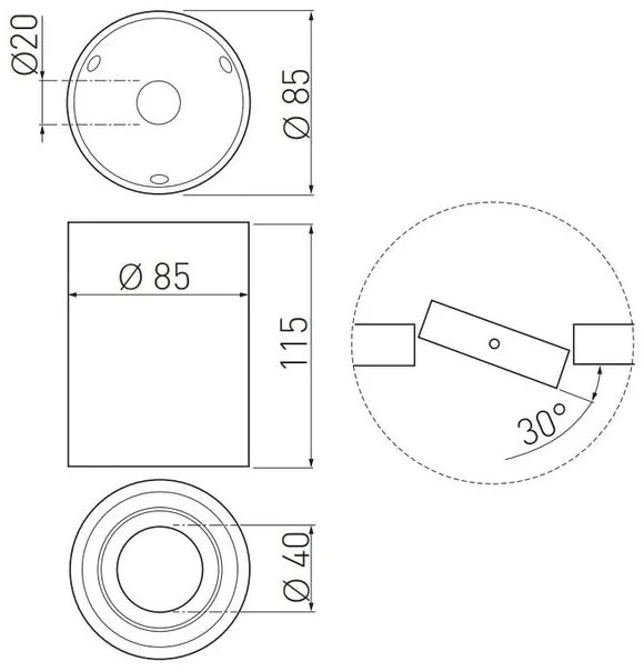 Lámpa Mennyezeti lámpatest SENSA, aluminium, 85x115, IP20, max 50W, kör, fehér