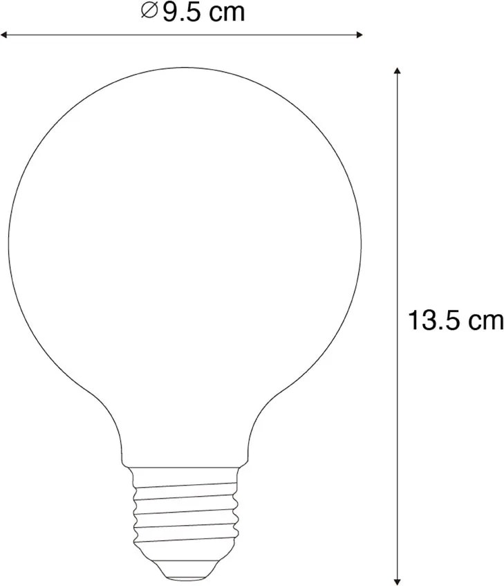 5 darabos E27 szabályozható LED spirál izzószálas G95 4W 270LM 2700K
