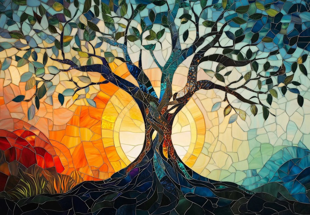 Fotótapéta - Mozaik – nap és fa I. (147x102 cm)