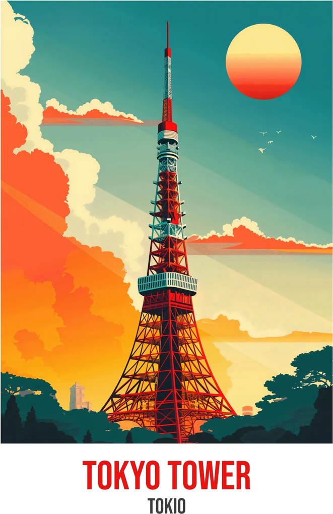 Poszter 56,6x86,4cm Tokyo Tower