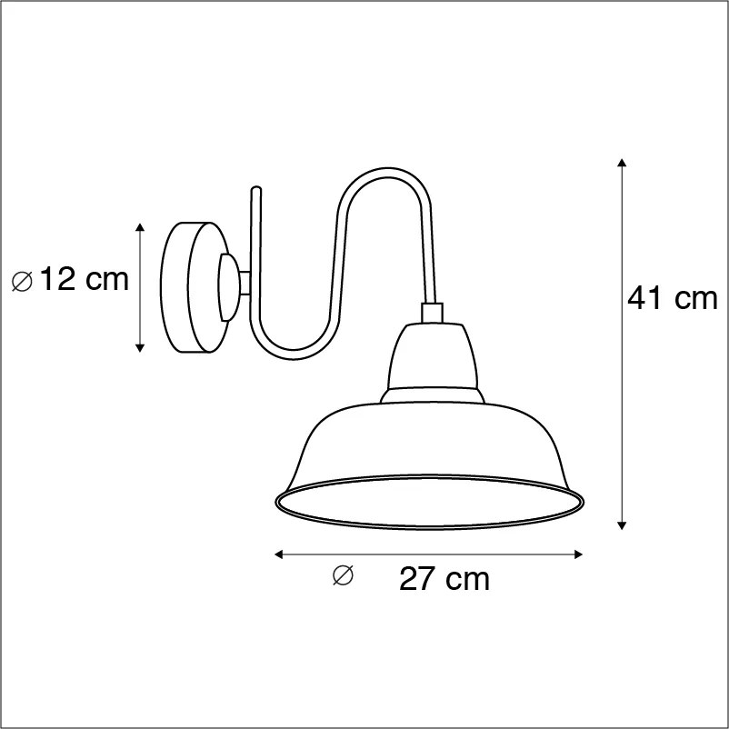 Ipari fali lámpa rozsda színű, arany belsővel - Factory