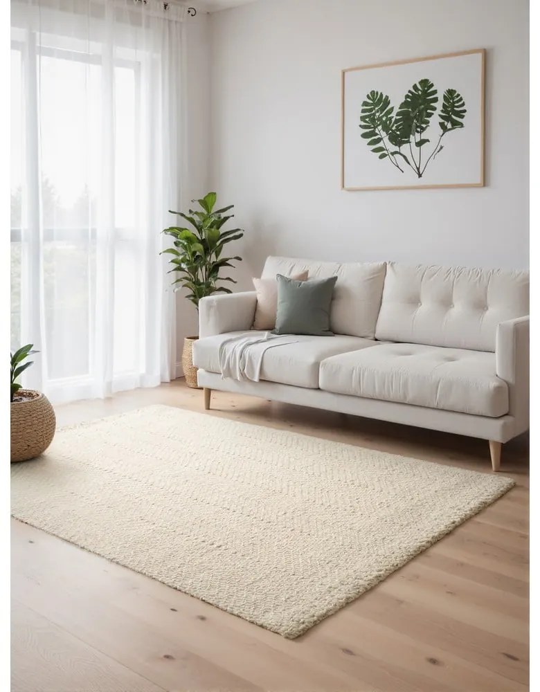 Krémszínű-elefántcsont színű kézi szövésű gyapjúkeverék szőnyeg 160x230 cm Majoli – Elle Decoration