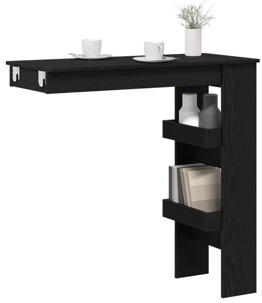 Falra szerelhető bárasztal - Fekete tölgy - 102x55x103.5 cm - Mérnöki fából készült