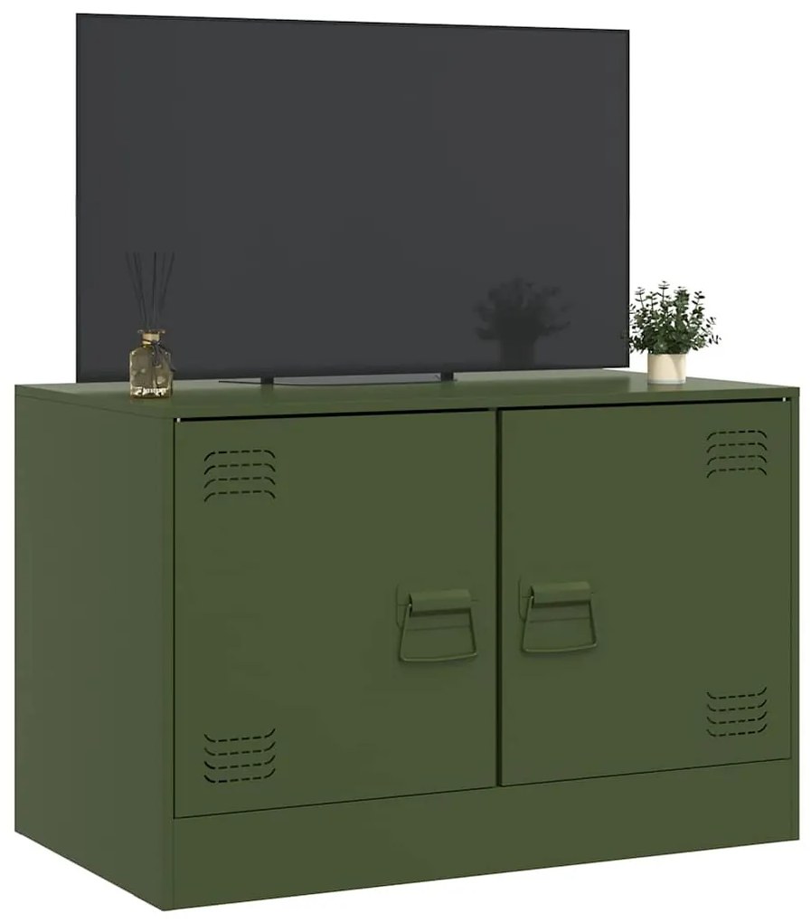 olívazöld acél TV-szekrény 67 x 39 x 44 cm