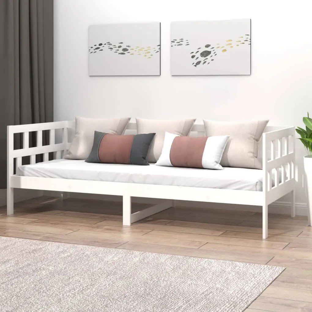fehér tömör fenyőfa kanapéágy 90 x 190 cm