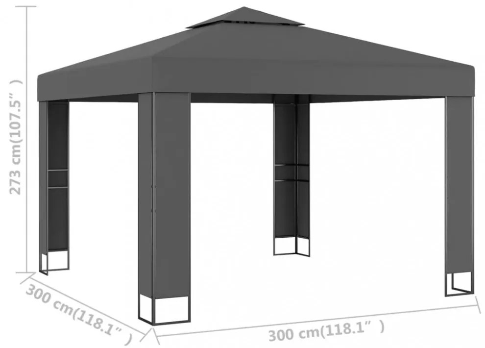 antracitszürke pavilon duplatetővel 3 x 3 m