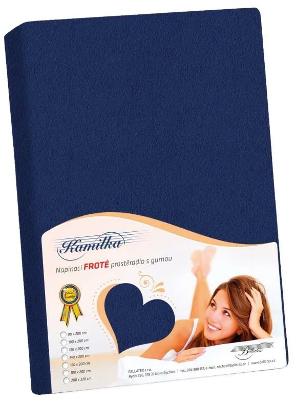 Bellatex frotté lepedő, tengerész kék, 90 x 200 cm