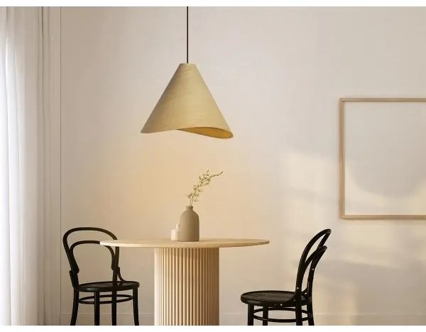 Tömörfa függőlámpa zsinóron, 1x E27/60W/230V, Ø 45 cm — tömör tölgy és kaucsukfa kivitel