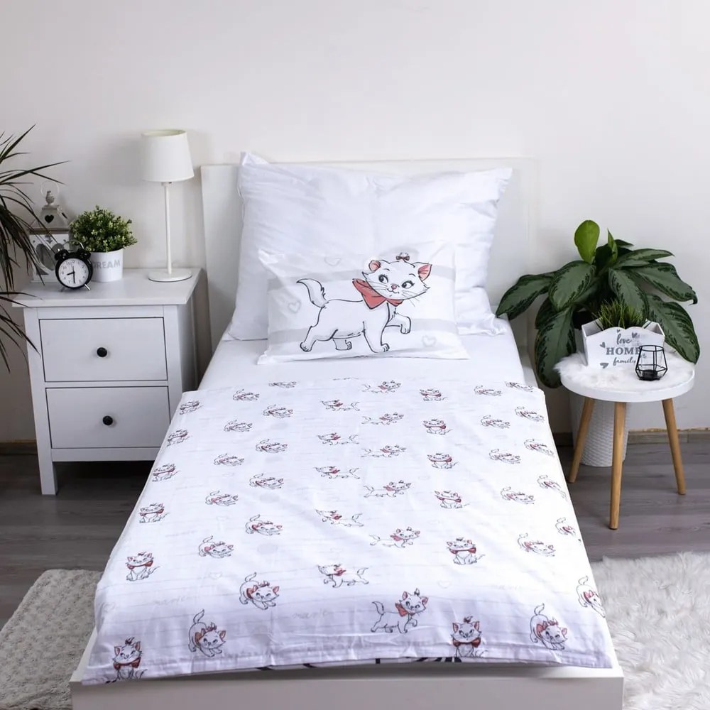 Fehér pamut gyerek ágyneműhuzat babaágyhoz 100x135 cm Marie Cat "Bow" – Jerry Fabrics