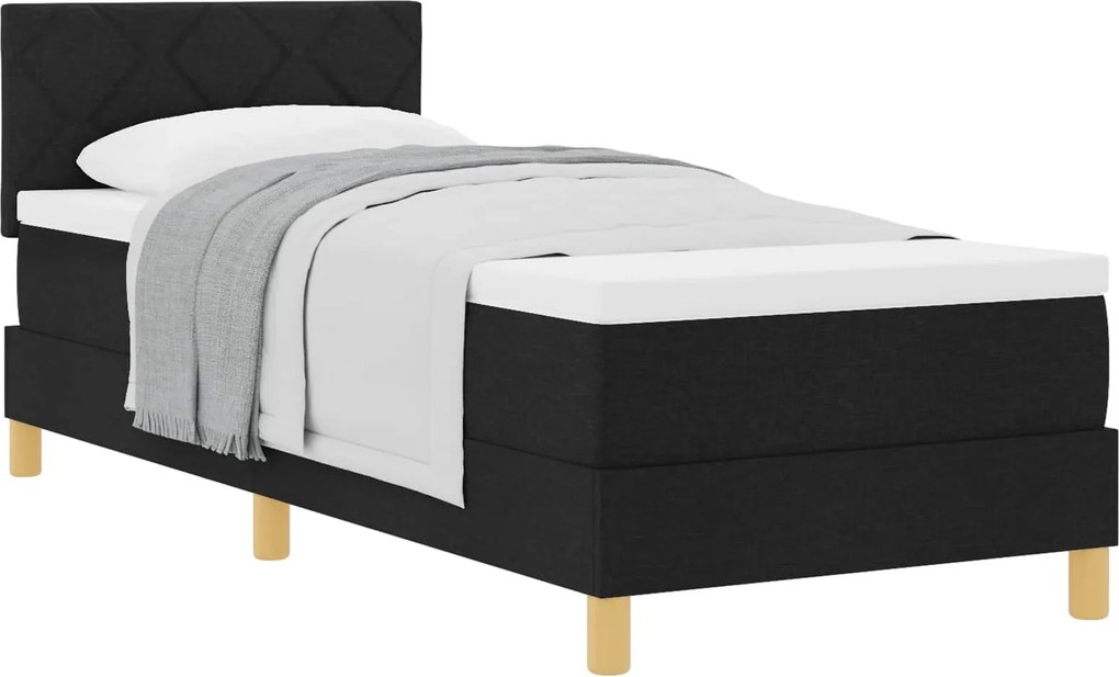 vidaXL Boxrugós ágy matracmal fejtámlával Fekete 80 x 200 cm szövet