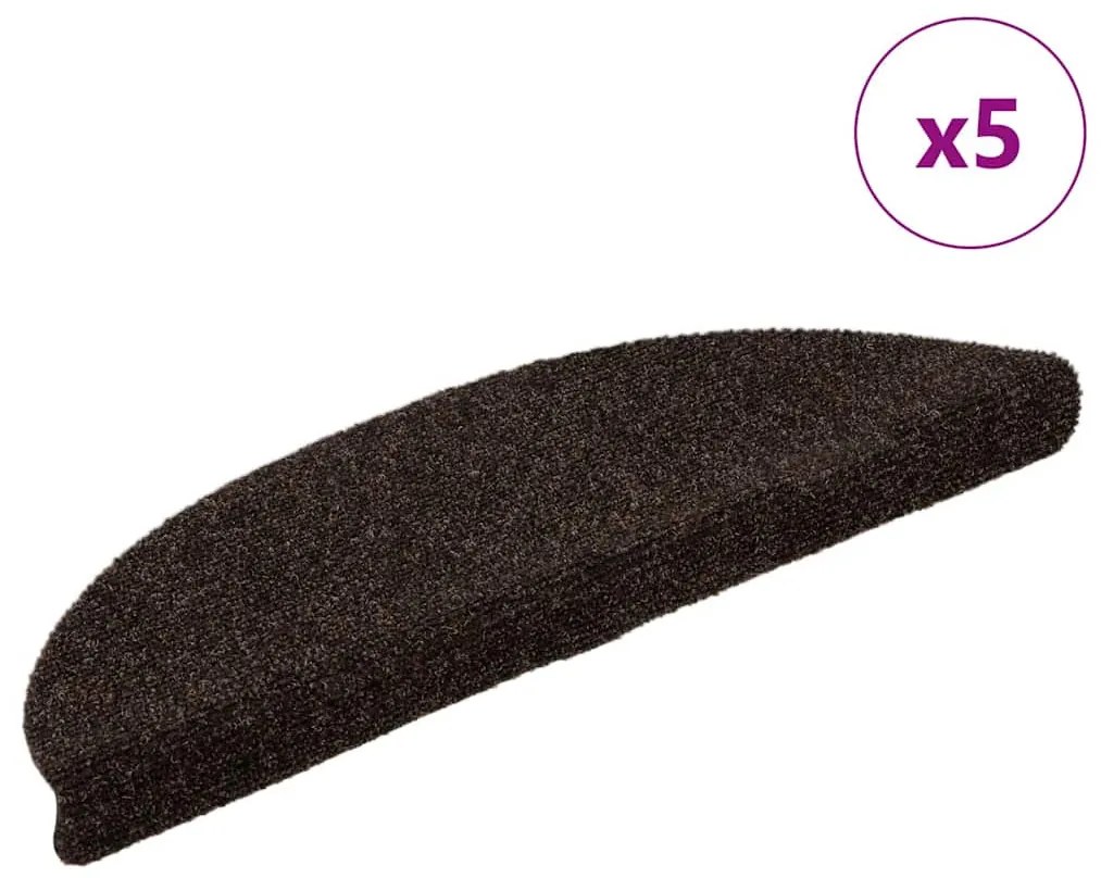 5 db barna tűlyukasztott öntapadó lépcsőszőnyeg 56 x 17 x 3 cm