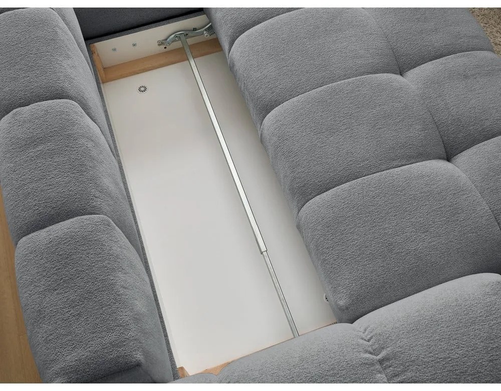 Sötétszürke zsenília kinyitható-tárolóhelyes sarokkanapé (jobb oldali-L alakú) Everest – Bobochic Paris