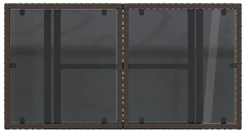 barna polyrattan üveglapos kerti asztal 100 x 55 x 73 cm