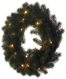 LED karácsonyi koszorú, 40 cm, 2x AA, beltéri, meleg fehér, időzítő