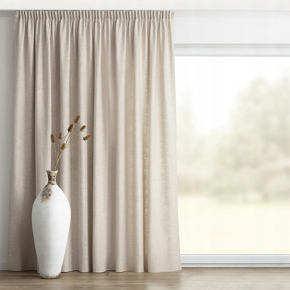 Függöny ráncoló szalaggal 1 db 130x245cm bézs