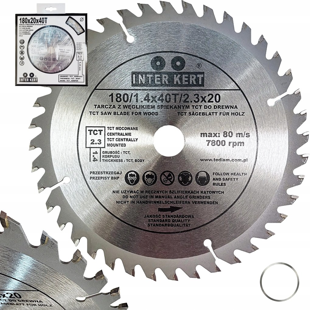 Faipari körfűrésztárcsa 180x20 mm 40T +16 körfűrészlap Iner-kert