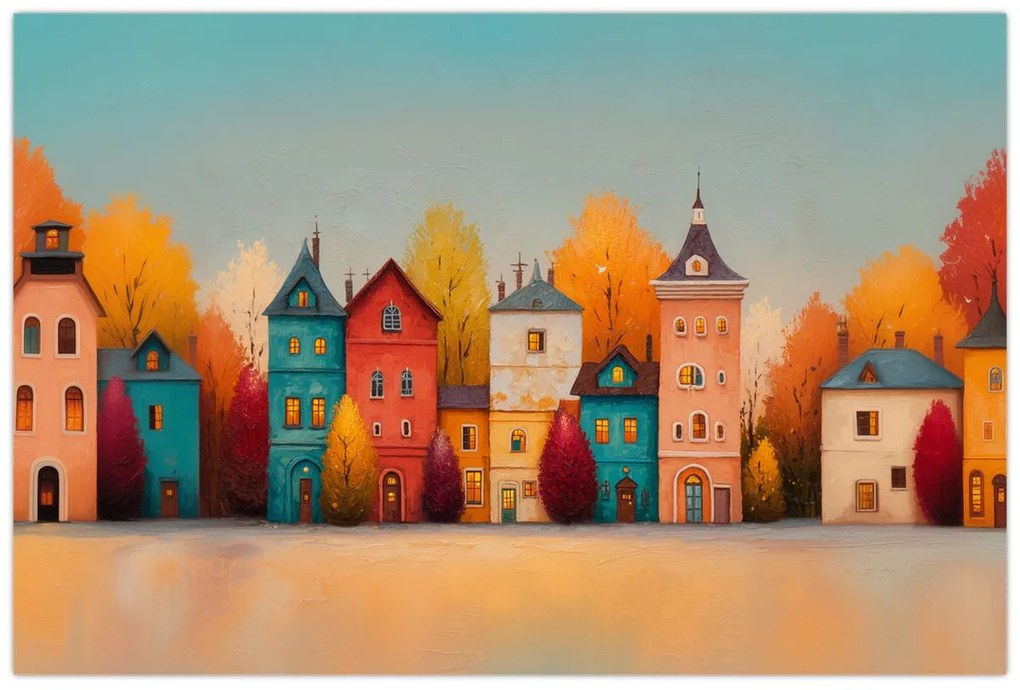 Kép - Őszi falu (90x60 cm)