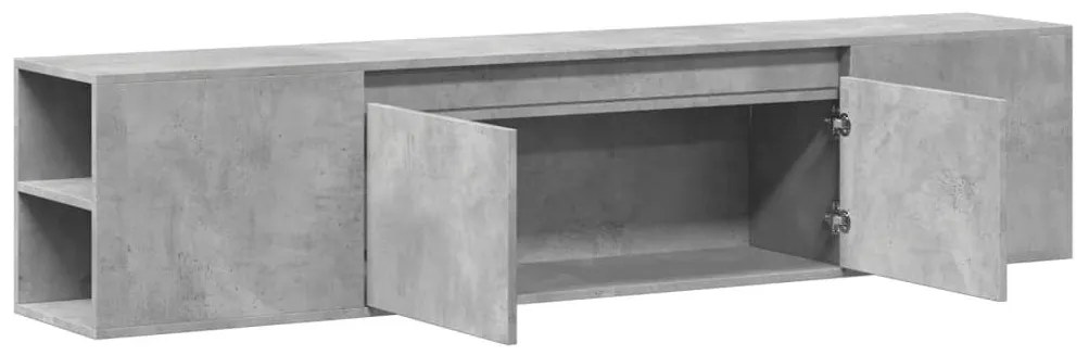 betonszürke fali TV-szekrény LED-del 180 x 31 x 39,5 cm