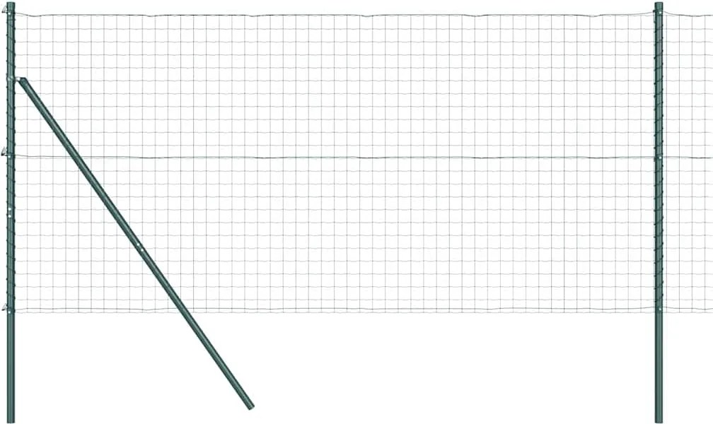 vidaXL Kerítés oszlopokkal Zöld 1 x 10 m Acél és PVC