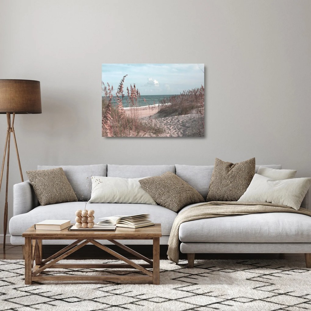 Üveg kép - Rózsaszín strand (70x50 cm)