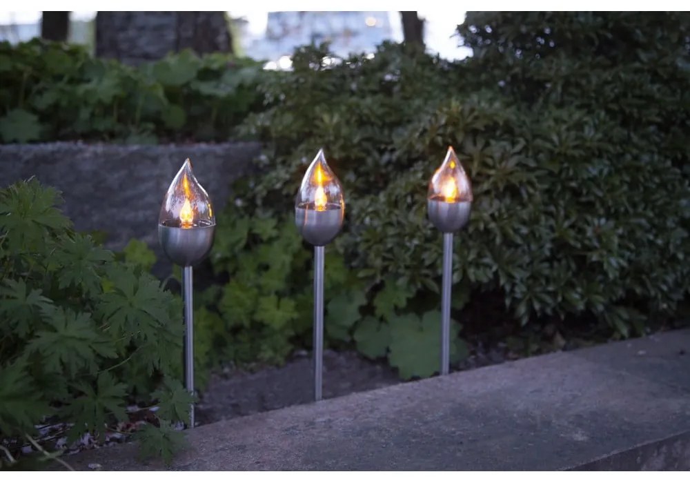 Napelemes LED talajba szúrható kültéri lámpa szett 3 db-os (magasság 40 cm) Olympus – Star Trading