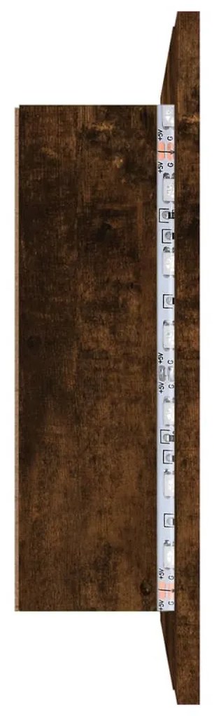 füstös tölgy szerelt fa tükörszekrény LED-del 80x20,5x64 cm