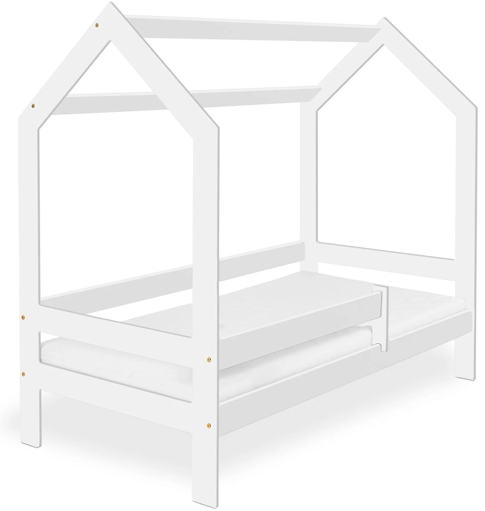 Gyerekágy HÁZIKÓ D3 fehér 80 x 160 cm Ágyrács: Lamellás ágyrács, Matrac: EASYSOFT 10 cm matrac, Ágy alatti tárolódoboz: Fenyőfa tárolódoboz