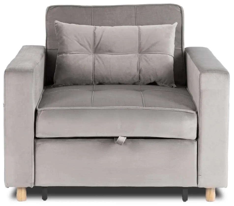 Ágyazható Fotel Szürke Bársony Kárpittal. SOLOR