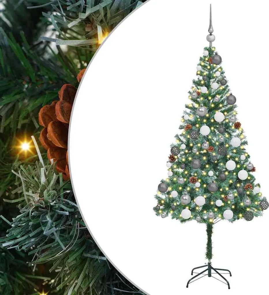 vidaXL Mű karácsonyfa 300 LED-del állvánnyal Zöld 180 cm PVC és Acél