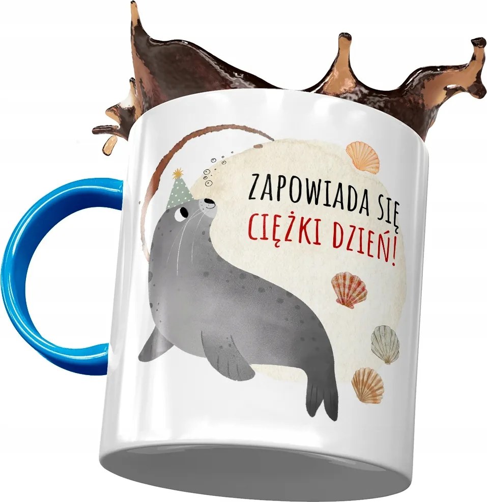 Kék bögre pecséttel ajándékba fotónyomattal