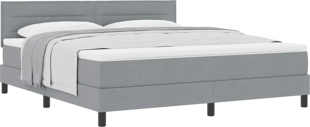 vidaXL Boxrugós ágy matracmal Világosszürke 180 x 200 cm szövet