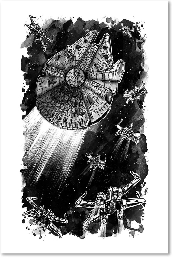 Gario Vászonkép Star Wars, Millennium Falcon X-Wing - Dr.Monekers Méret: 40 x 60 cm