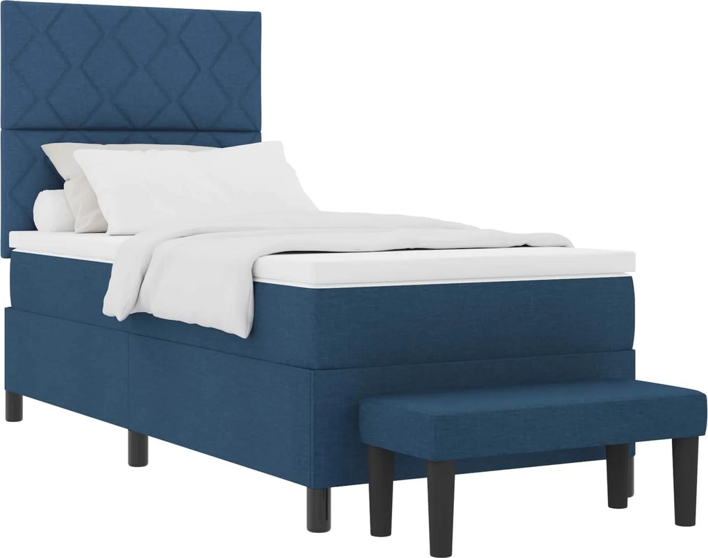 vidaXL Boxrugós ágy matracmal fejtámlával Kék 100 x 200 cm szövet
