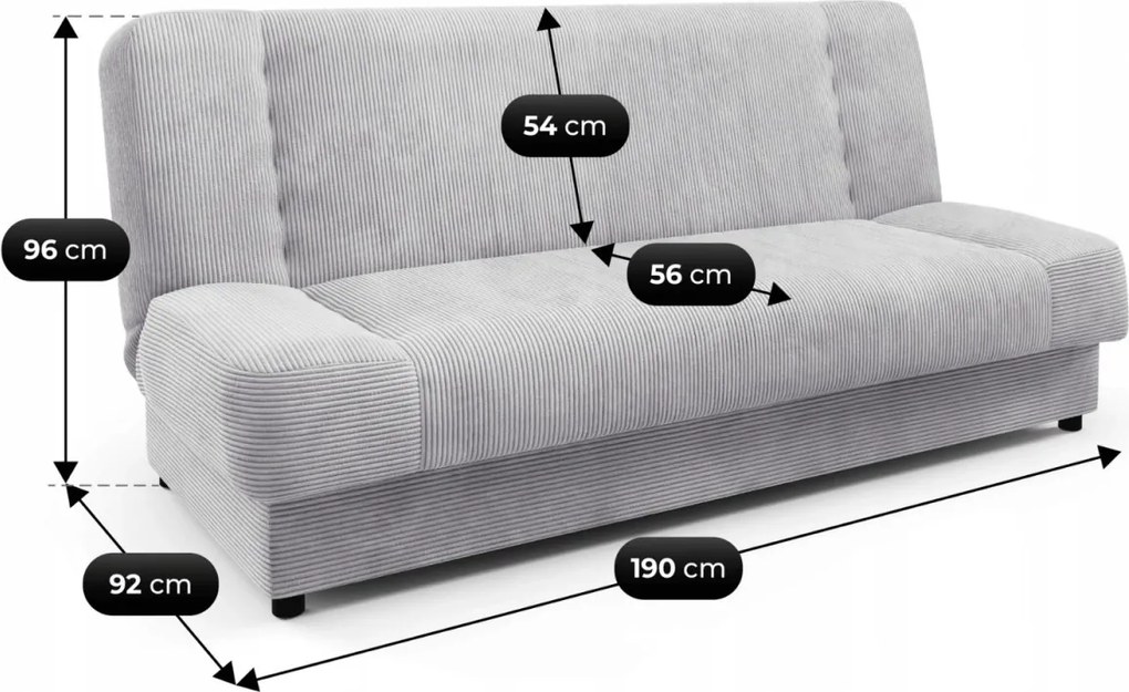 Kihúzható kanapé szürke színben sztruks kárpitozással - PIANO