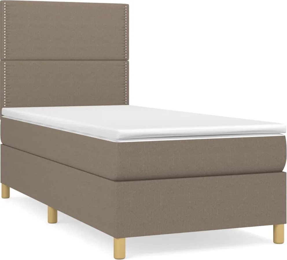 vidaXL tópszínű szövet rugós ágy matraccal 90 x 200 cm