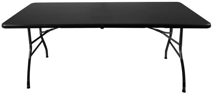 Összecsukható kerti asztal 180cm + 2 pad - fekete