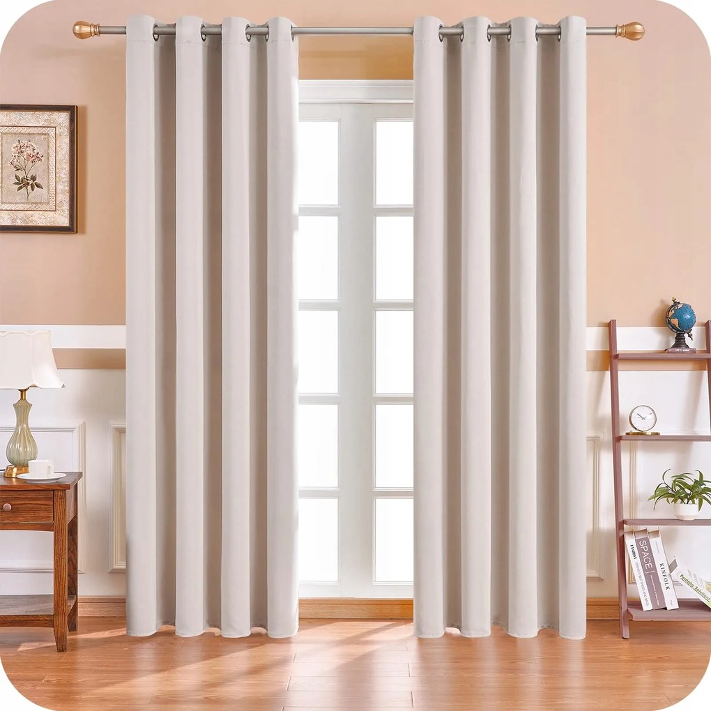 Hőszigetelő Sötétítő Függöny 140x225 CM Áttetsző Bézs 2 Db