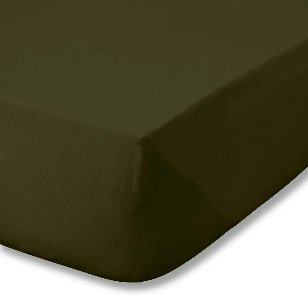 Khaki gumis flanel lepedő 150x200 cm Brushed – Catherine Lansfield