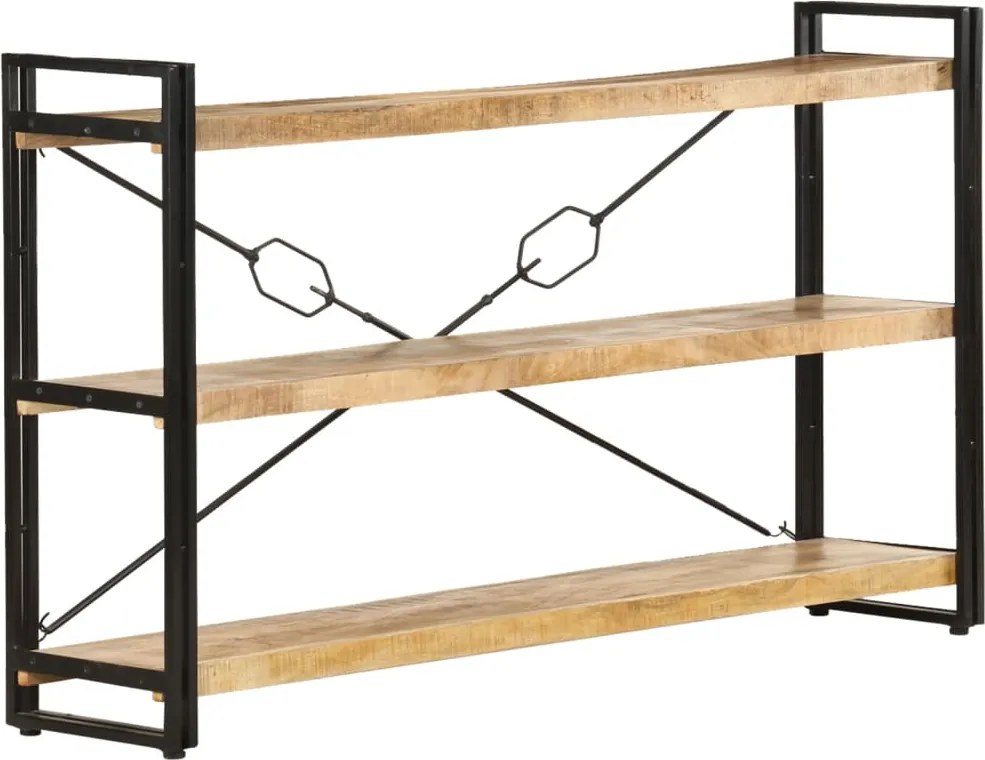 vidaXL 3 szintes tömör mangófa könyvespolc 140 x 30 x 80 cm