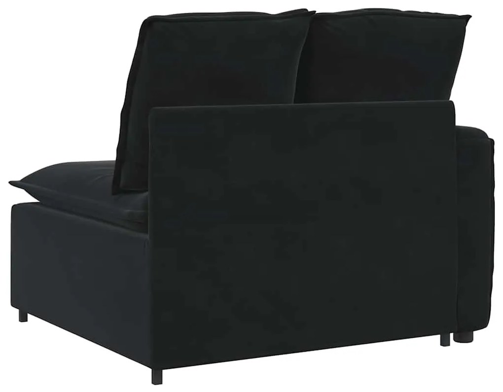 fekete moduláris kanapé karfás végmodul párnákkal 100 cm