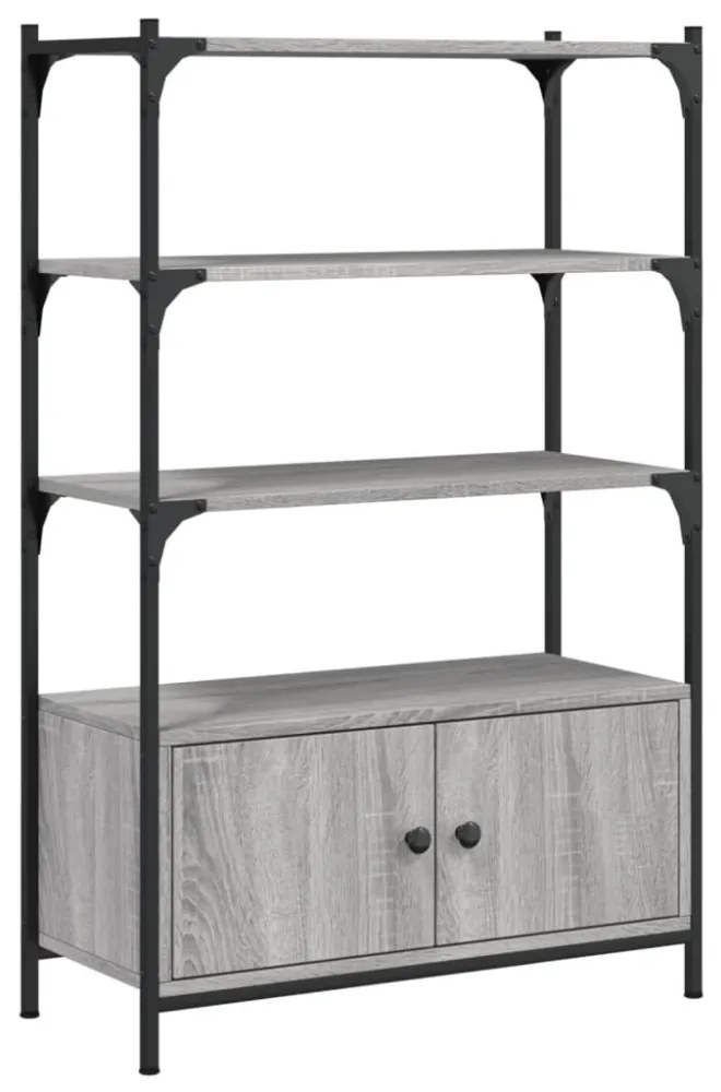 3 szintes szürke sonoma szerelt fa könyvespolc 70x30x109,5 cm