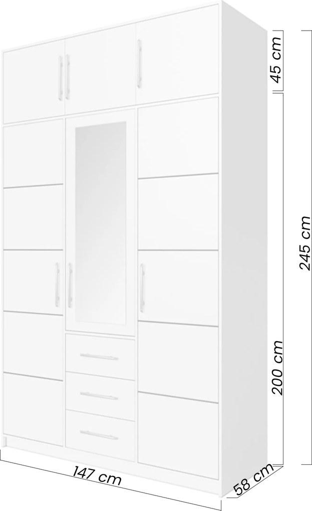 Bali ruhásszekrény felső elemmel 147 cm - sonoma tölgy