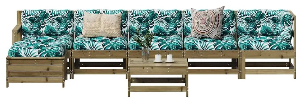 vidaXL 7 részes impregnált fenyőfa kerti ülőgarnitúra