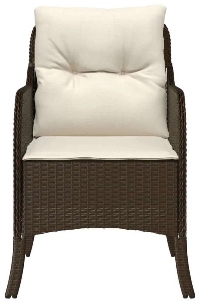 2 db barna polyrattan kerti szék párnával