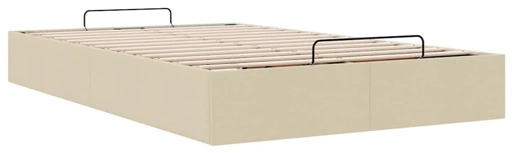 Ottomán krémszínű szövet ágykeret matrac nélkül 120x200 cm