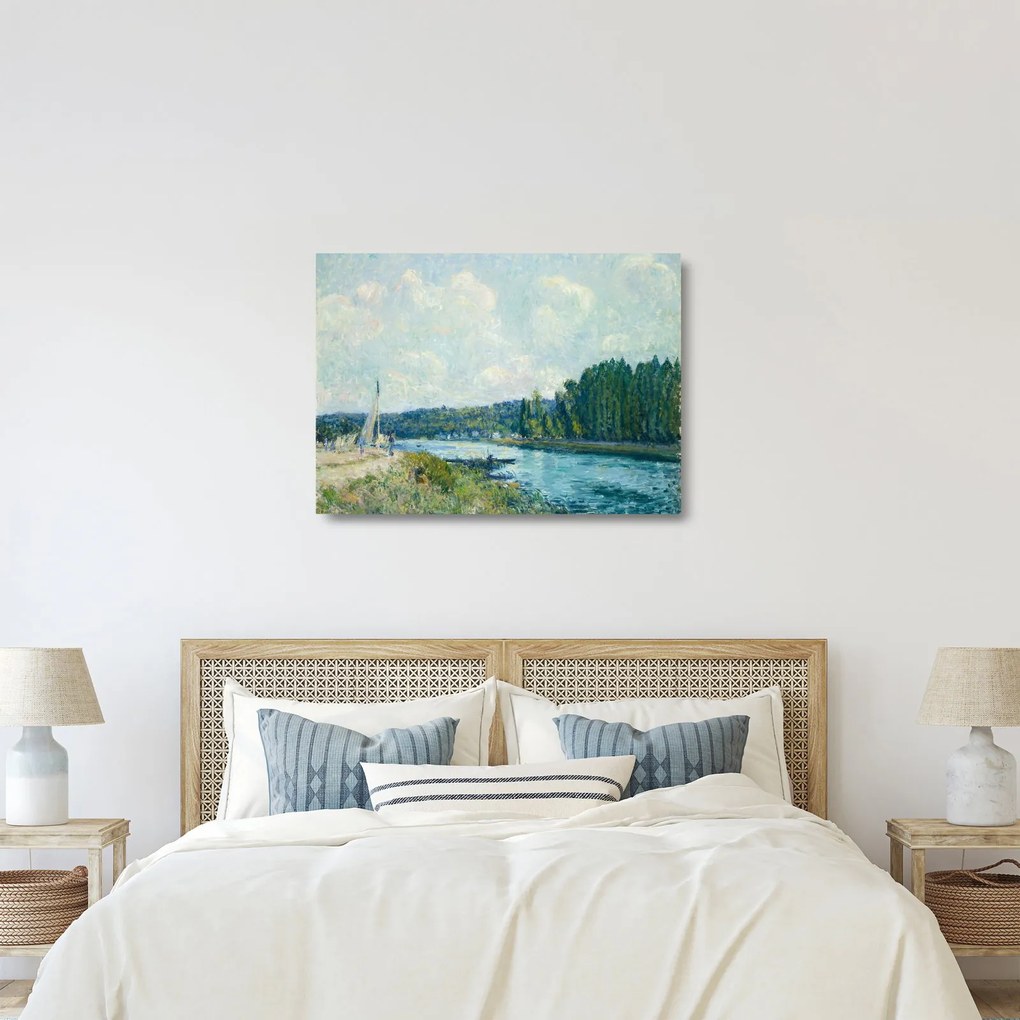 Üveg kép - Alfred Sisley, The Banks of the Oise, reprodukciók (70x50 cm)