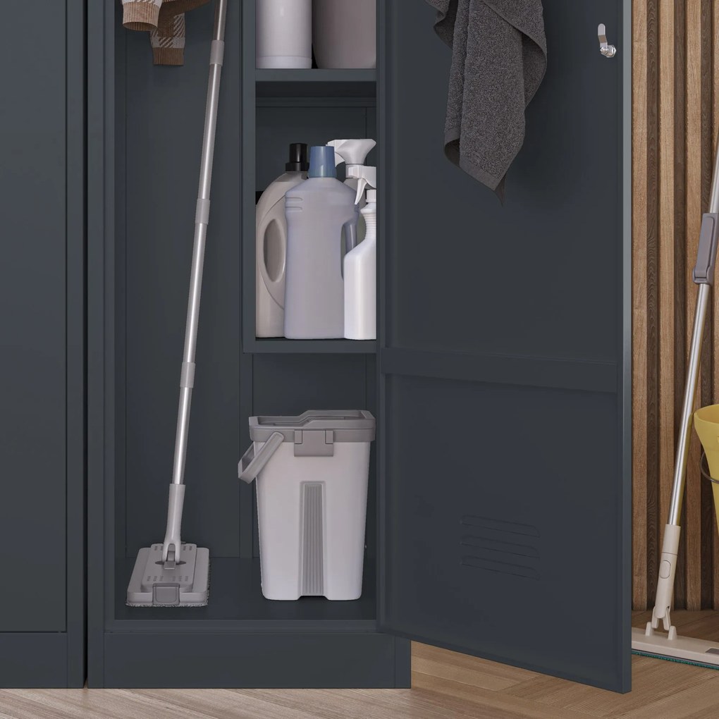 AGNES fém takarítószekrény, 500 x 1850 x 500 mm, antracit