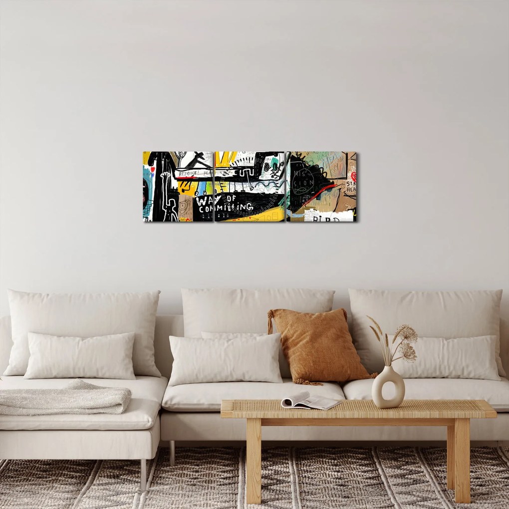 Festmény - Graffiti (órával) (90x30 cm)