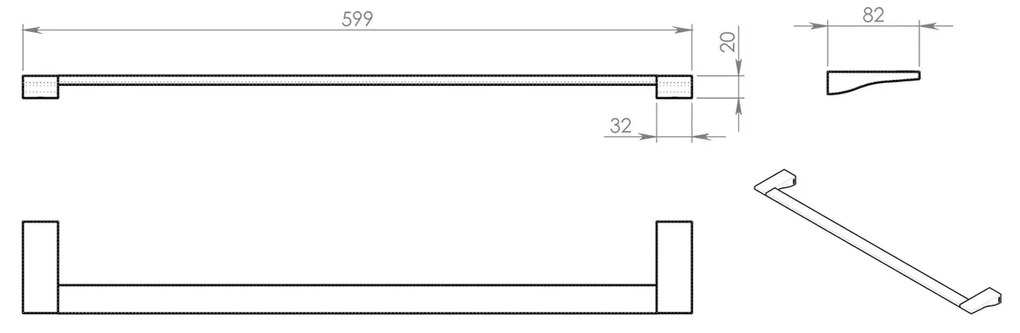 GEDY 572160 Glamour törülközőtartó 60 x 8,2 cm,szürke