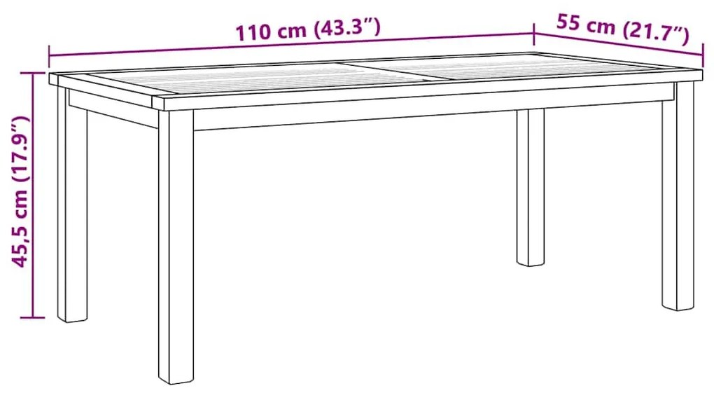 Dohányzóasztal Barna 110 x 55 x 45 cm Tömör tíkfa